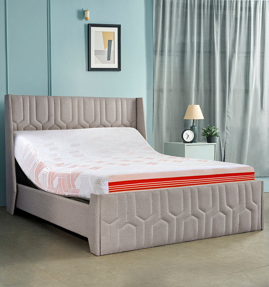 Wave Plus Adjustable Bed with Tranquil Lime Shell Upholstered Bed and Quboid Mattress