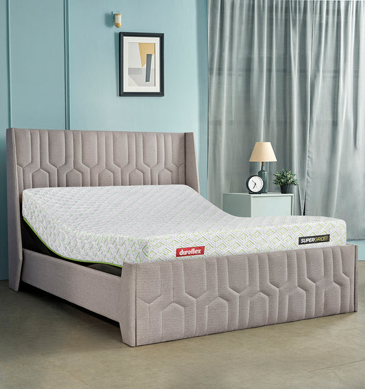 Wave Plus Adjustable Bed with Tranquil Lime Shell Upholstered Bed and SuperGrid Mattress