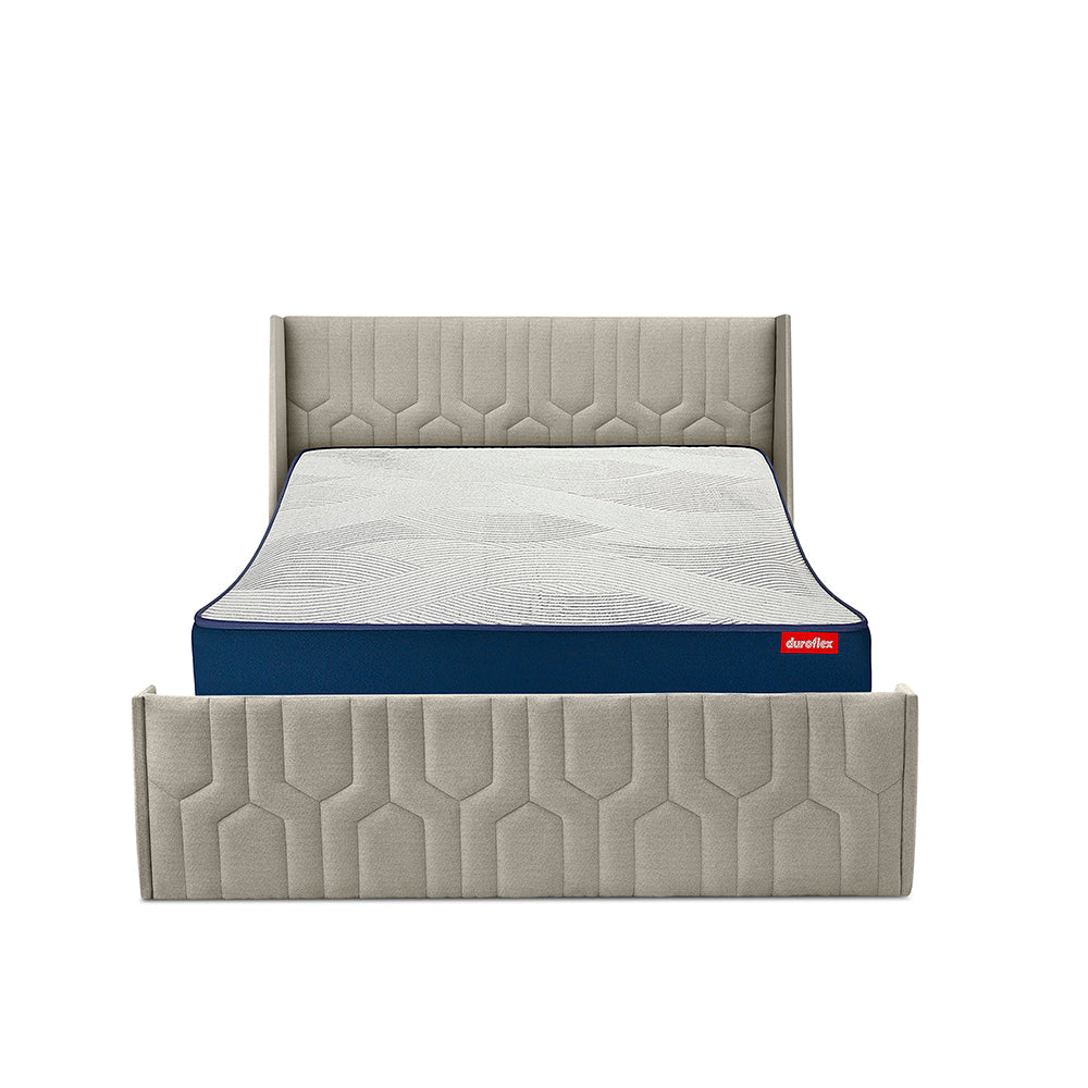 Wave Plus Adjustable Bed with Tranquil Sea Shell Upholstered Bed and Livein Orthopedic Mattress