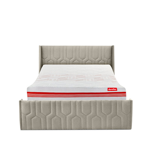 Wave Plus Adjustable Bed with Tranquil Sea Shell Upholstered Bed and Quboid Mattress