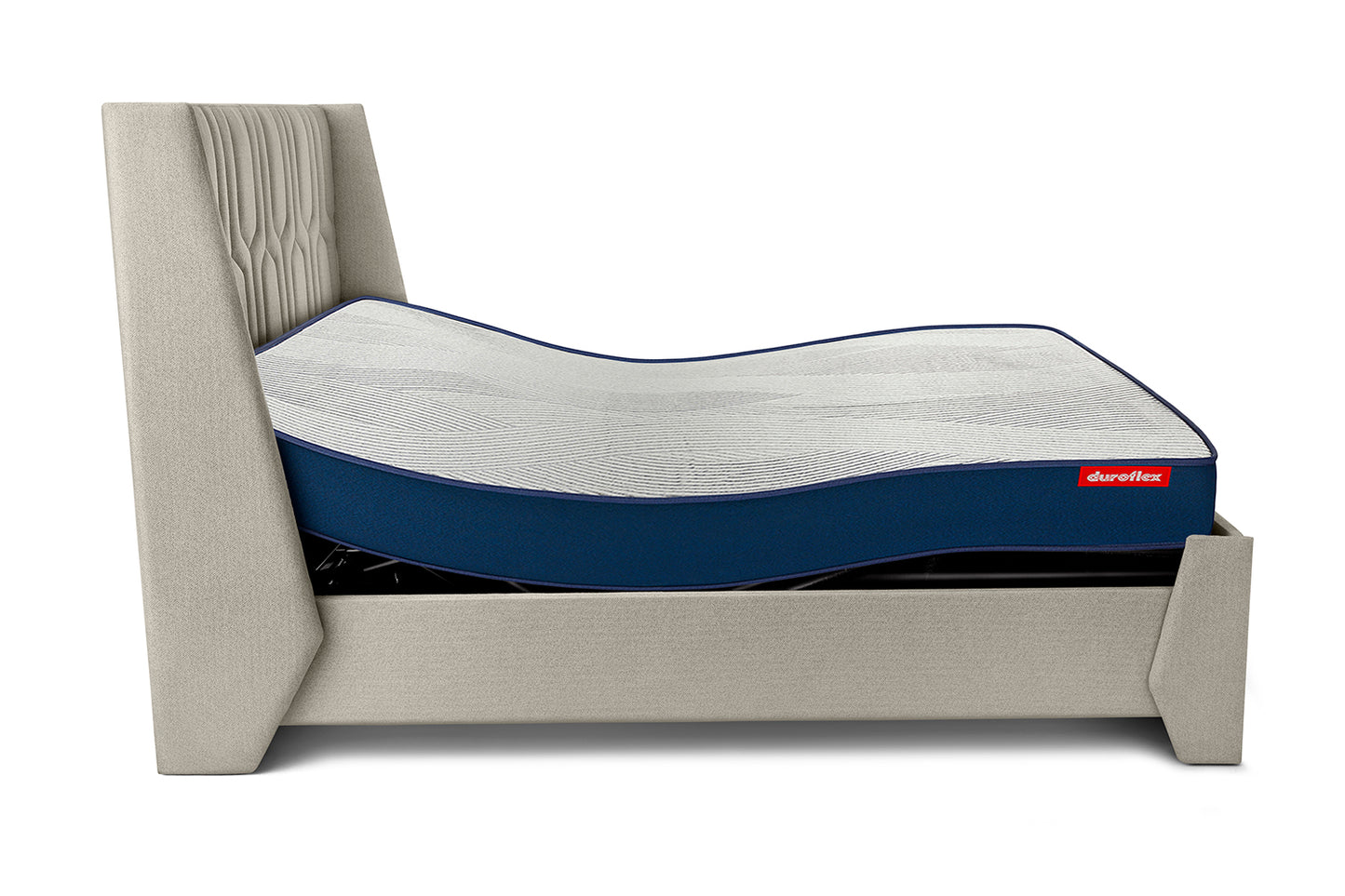 Wave Plus Adjustable Bed with Tranquil Sea Shell Upholstered Bed and Livein Orthopedic Mattress