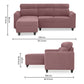 Zivo Plus Dusky Pink Fabric 2 Seater Sofa with Lounger