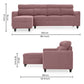 Zivo Plus Dusky Pink Fabric Sofa Set 3 Seater Sofa with Lounger