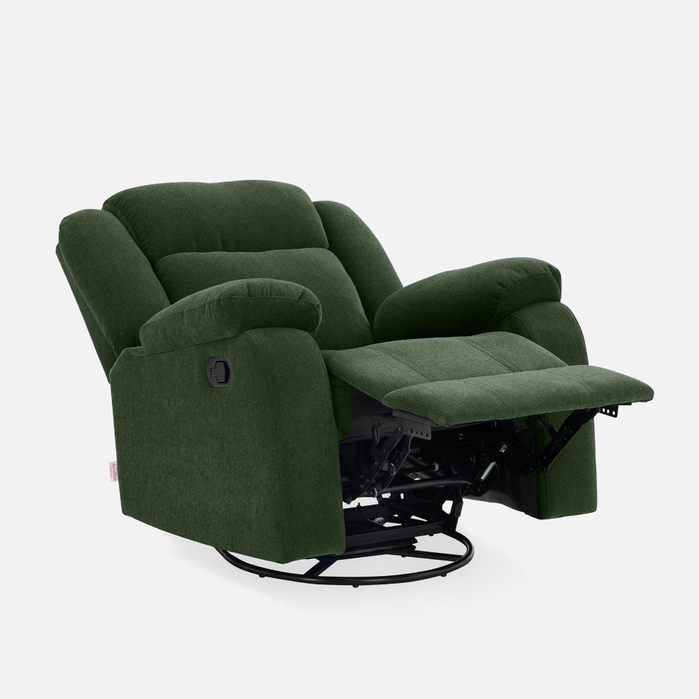 Avalon Rocking Rotating Single Seater Fabric Recliner In Green