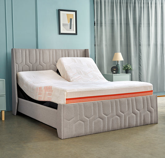 Wave Twin Adjustable Bed with Tranquil Lime Shell Upholstered Bed, Mattress, and 2 Fitted Bedsheets